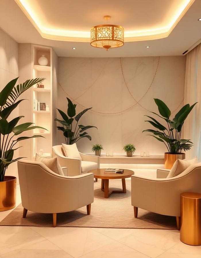 Bright treatment room with private massage table